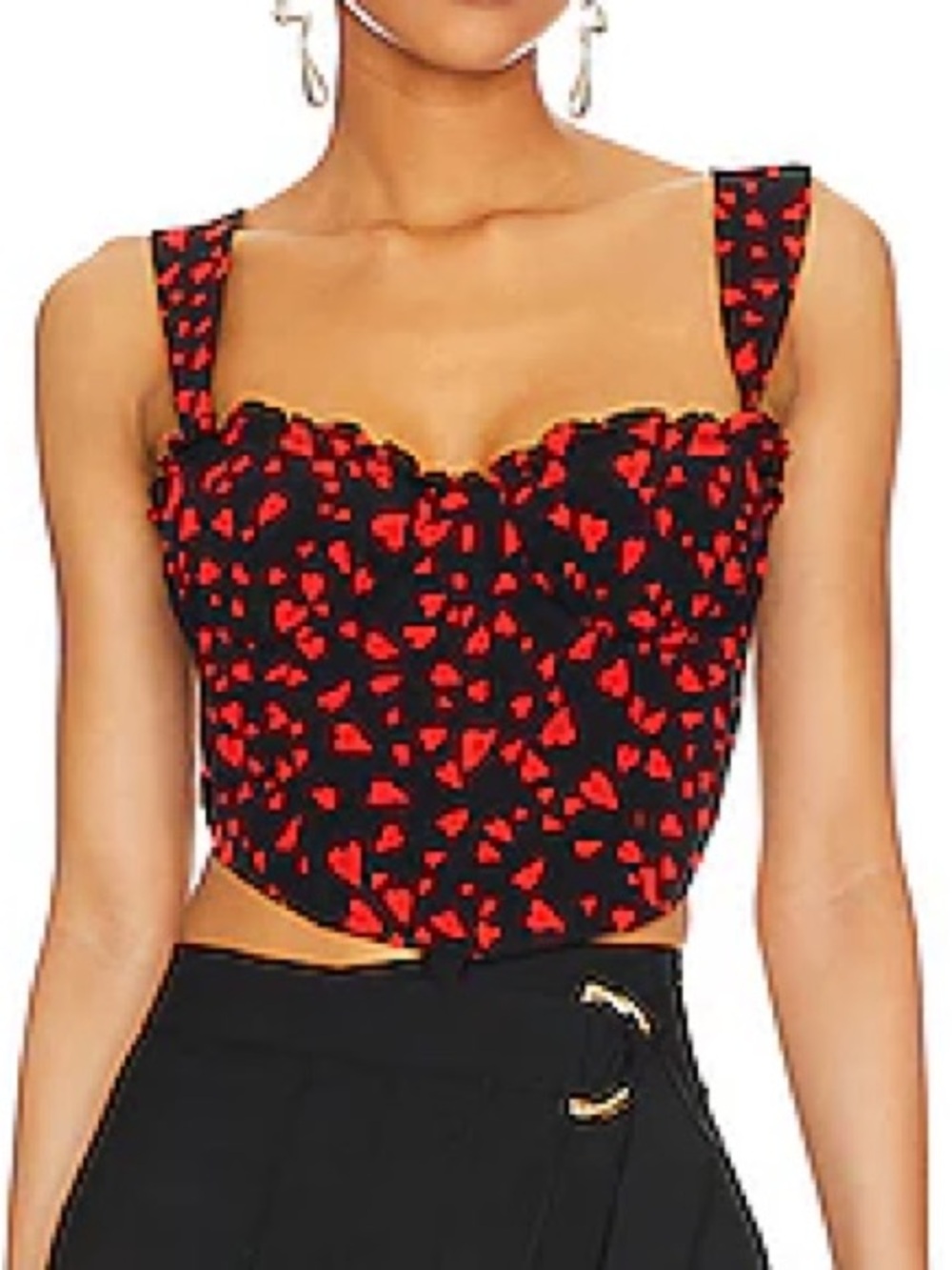Htf Lovers + Friends Stacy Kimmy Heart Corset Bustier Crop Top Medium Black Red